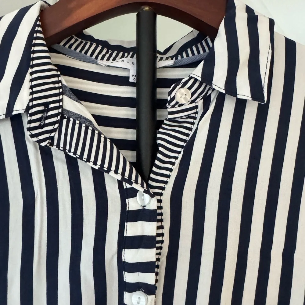 Jane + Delancey Blue and White Striped Shirt US M